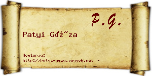 Patyi Géza névjegykártya